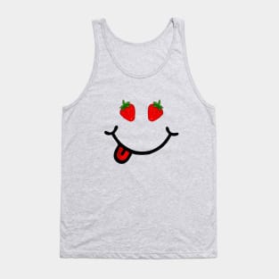 Strawberry & Smile (in the shape of a face) Tank Top